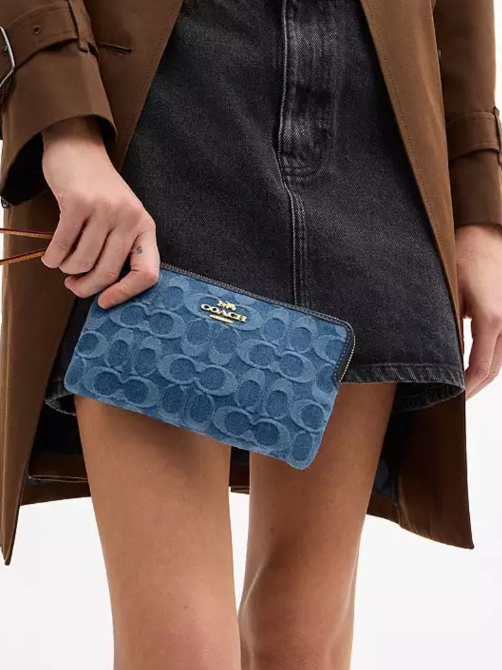 Coach Denim Signature Logo Wristlet - Picture 6 of 6